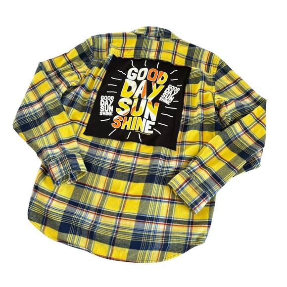 Via Penny Lane Reworked Apparel The Beatles Good Day Sunshine Yellow Flannel - Picture 9 of 9